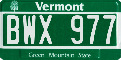 VT license plate BWX977