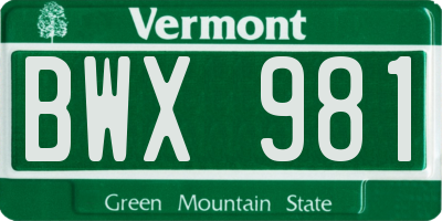 VT license plate BWX981