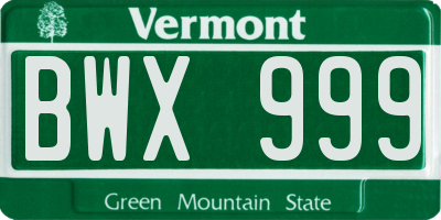 VT license plate BWX999