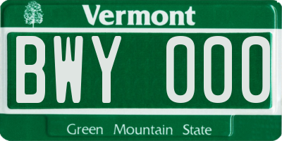 VT license plate BWY000