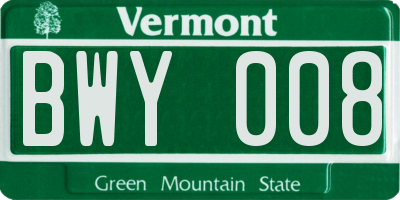 VT license plate BWY008