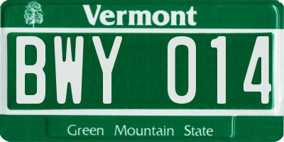VT license plate BWY014