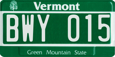 VT license plate BWY015