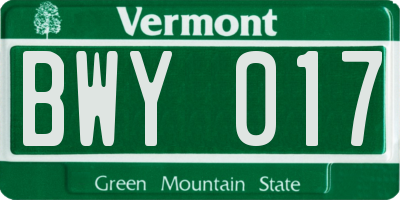 VT license plate BWY017