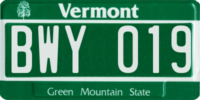 VT license plate BWY019