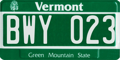 VT license plate BWY023