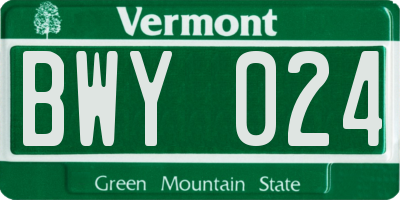 VT license plate BWY024