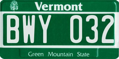 VT license plate BWY032