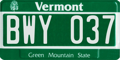 VT license plate BWY037