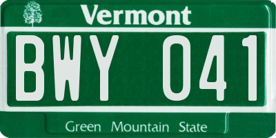 VT license plate BWY041