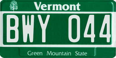 VT license plate BWY044