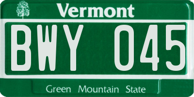 VT license plate BWY045