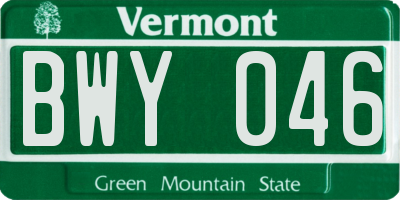 VT license plate BWY046