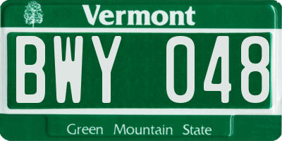 VT license plate BWY048