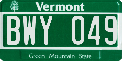 VT license plate BWY049
