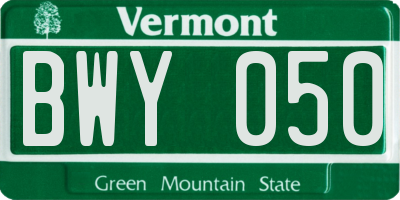 VT license plate BWY050