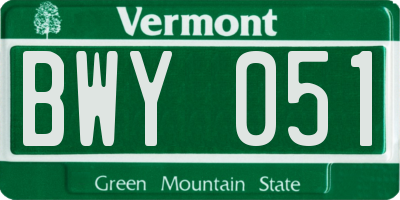 VT license plate BWY051