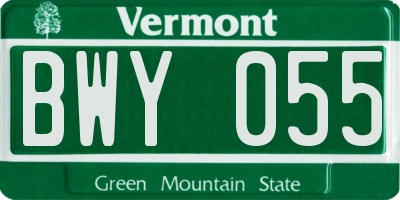 VT license plate BWY055