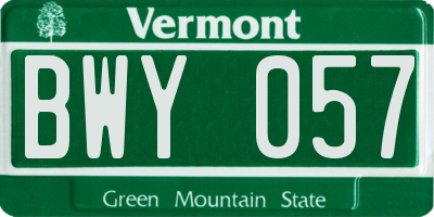 VT license plate BWY057