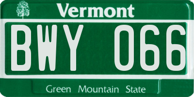 VT license plate BWY066