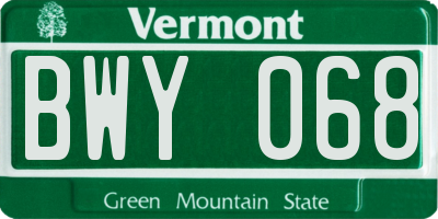 VT license plate BWY068