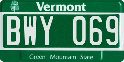 VT license plate BWY069