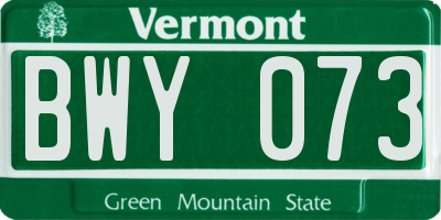 VT license plate BWY073