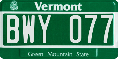 VT license plate BWY077