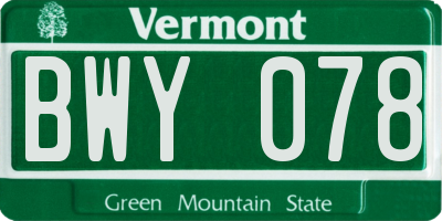 VT license plate BWY078