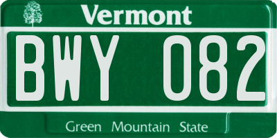 VT license plate BWY082