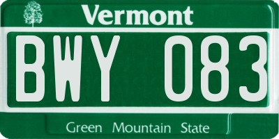 VT license plate BWY083