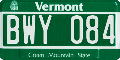 VT license plate BWY084