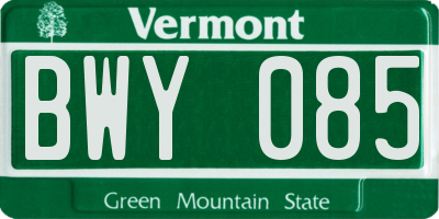 VT license plate BWY085