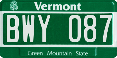 VT license plate BWY087