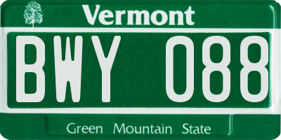 VT license plate BWY088