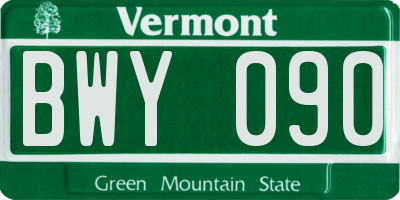 VT license plate BWY090