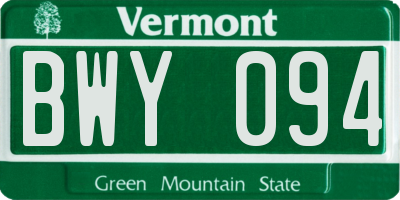 VT license plate BWY094