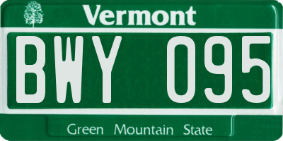 VT license plate BWY095