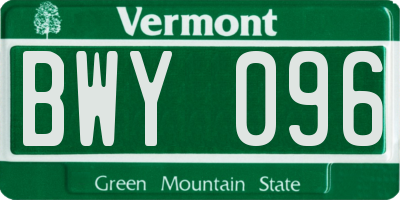 VT license plate BWY096