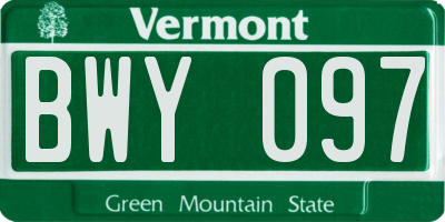 VT license plate BWY097