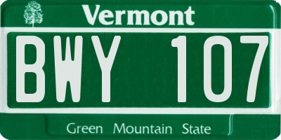 VT license plate BWY107