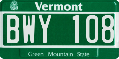 VT license plate BWY108