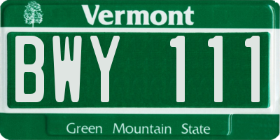 VT license plate BWY111
