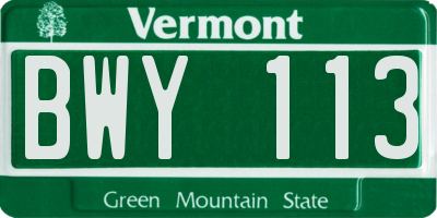 VT license plate BWY113