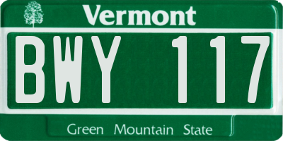 VT license plate BWY117