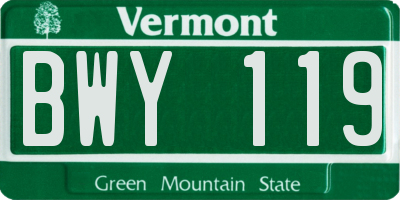 VT license plate BWY119