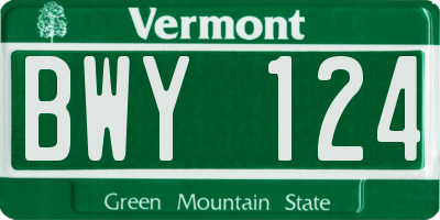 VT license plate BWY124