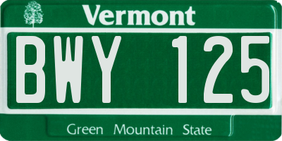 VT license plate BWY125