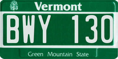 VT license plate BWY130