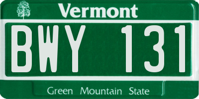 VT license plate BWY131